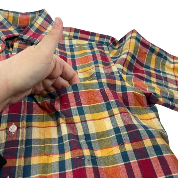 Spier & Mackay Slim Plaid Button Shirt Mens 14.5 Medium Cotton Pocket - Picture 4 of 8